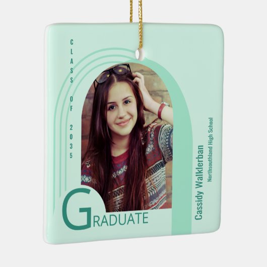 Modern Arch Green Photo Afstuderen Keramisch Ornament (Rechts)