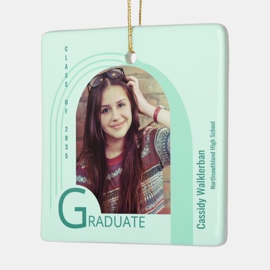 Modern Arch Green Photo Afstuderen Keramisch Ornament (Links)