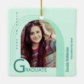 Modern Arch Green Photo Afstuderen Keramisch Ornament (Achterkant)