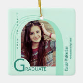 Modern Arch Green Photo Afstuderen Keramisch Ornament (Voorkant)