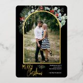 Modern Arch Greenery Merry-kerstfoto Folie Feestdagenkaart (Voorkant)
