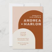 Modern Arch Groovy Retro Terracotta Wedding Kaart (Voorkant)