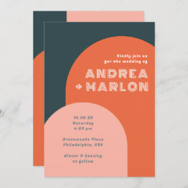 Modern Arch Groovy Retro Wedding Kaart