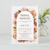 Modern Arch Herfst Bloemen Bruids Douche Uitnodigi Kaart (Staand voorkant)