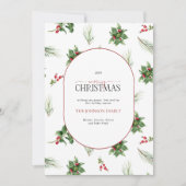 Modern Arch Holly Berry kerst Feestdagenkaart (Voorkant)