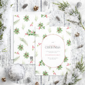 Modern Arch Holly Berry kerst Feestdagenkaart