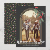 Modern Arch Holly Greenery-kerstfotokaart Kaart (Voorkant / Achterkant)