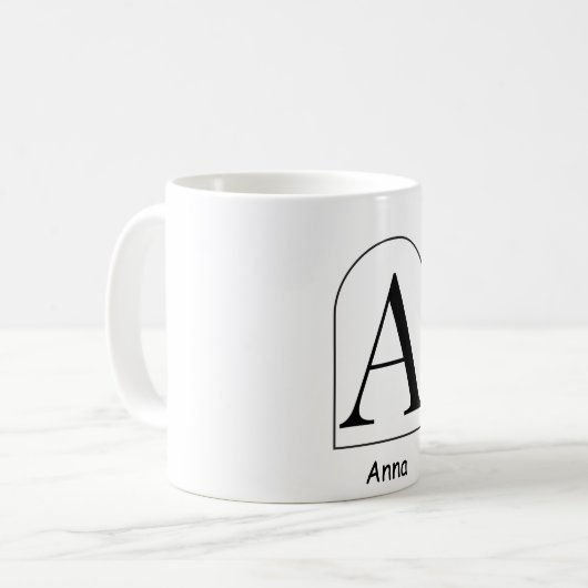 Modern Arch Initial Monogram Coffee Mug Koffiemok (Voorkant links)
