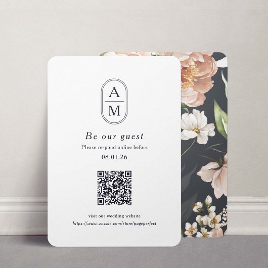 Modern Arch Initialen QR Code RSVP kaarten