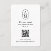 Modern Arch Initialen QR Code RSVP kaarten (Voorkant)