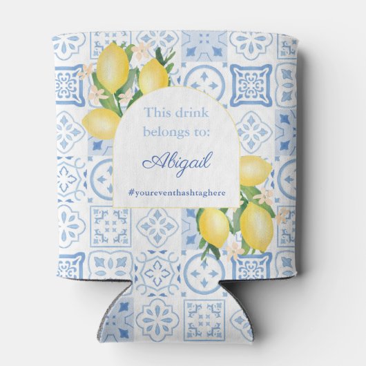 Modern Arch Lemons Bachelorette Party Favoriet Blikjeskoeler (Achterkant)