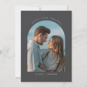 Modern Arch Liefde en Bedankt Pas getrouwd Foto Feestdagenkaart (Voorkant)