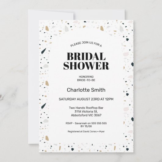 Modern Arch Light Terrazzo Vrijgezellenfeest Kaart (Voorkant)