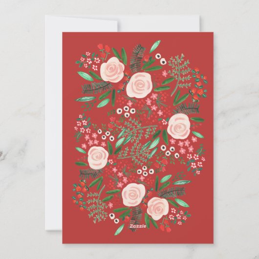 Modern Arch Lijst Bloemen Familie Kerstmis Foto Feestdagenkaart (Achterkant)