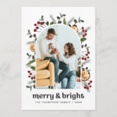 Modern Arch Lijst Familiefoto Kerst Botanisch Feestdagenkaart (Voorkant)