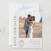 Modern Arch Line Floral Wedding Save the Date Kaar Kaart (Voorkant)