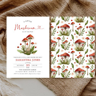 Modern Arch Little Mushroom Baby shower Kaart