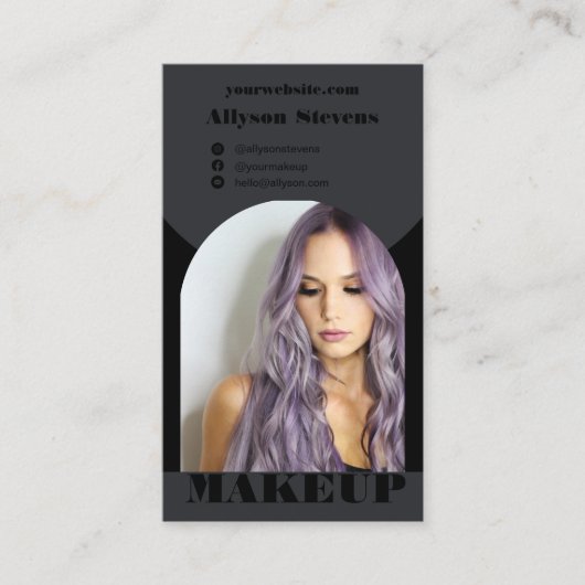 Modern arch makeup black photo qr code logo visitekaartje (Voorkant)