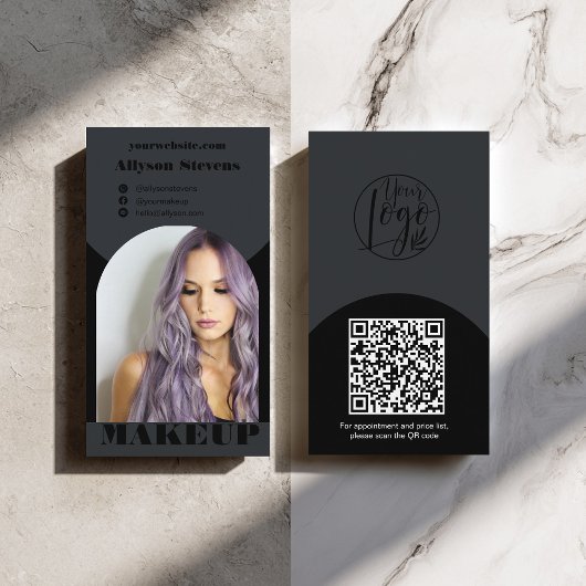 Modern arch makeup black photo qr code logo visitekaartje