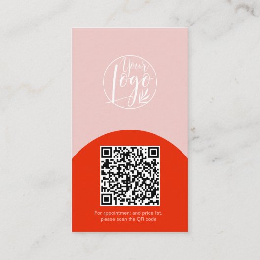 Modern arch makeup blush red photo qr code logo visitekaartje (Achterkant)