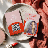 Modern arch makeup blush red photo qr code logo visitekaartje