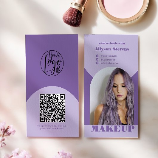 Modern arch makeup purple photo qr code logo visitekaartje