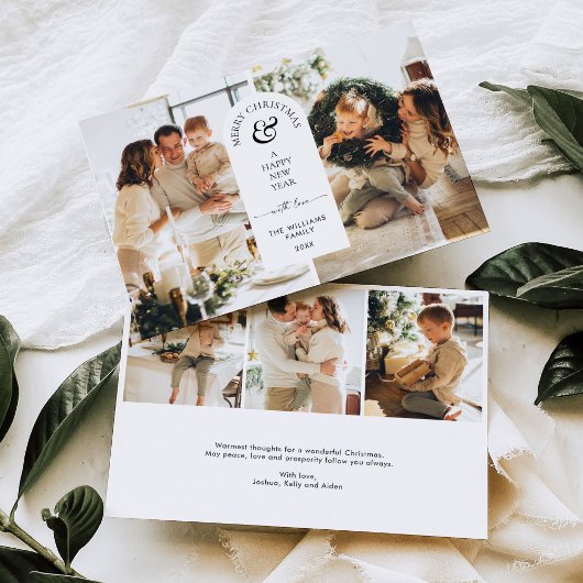 Modern Arch Merry Christmas Photo Holiday Kaart