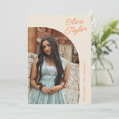 Modern Arch Minimalist Oranje foto Afstuderen Aankondiging (Staand voorkant)