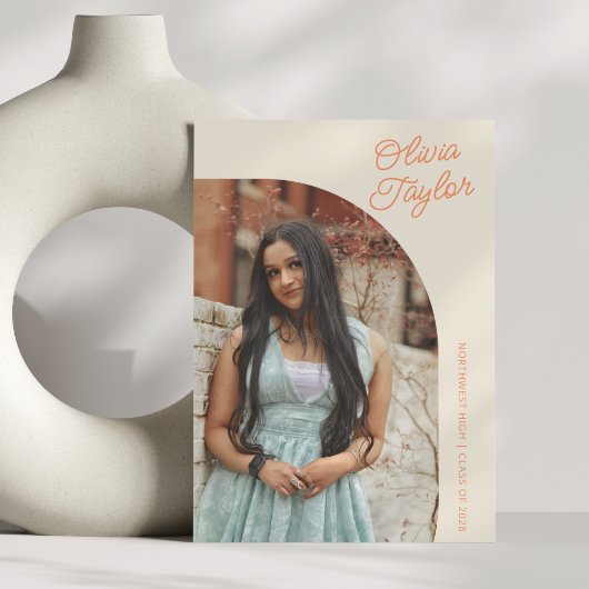 Modern Arch Minimalist Oranje foto Afstuderen Aankondiging