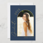 Modern Arch Navy Blue Graduation Party Kaart (Voorkant)