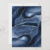 Modern Arch Navy Blue Silver Agate Wedding Kaart (Achterkant)