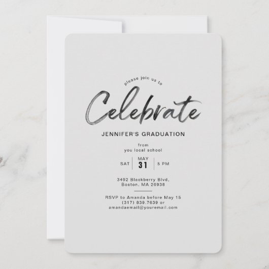 Modern Arch Paarse Afstuderen Aankondiging & (Achterkant)