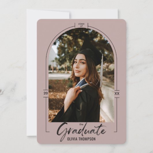 Modern Arch Paarse Afstuderen Aankondiging & (Voorkant)