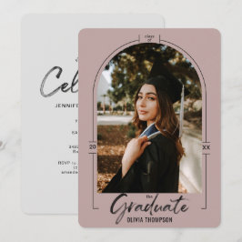 Modern Arch Paarse Afstuderen Aankondiging &