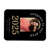 Modern Arch Photo 2024 Afstudeerder Black Aankondi Magneet (Horizontaal)