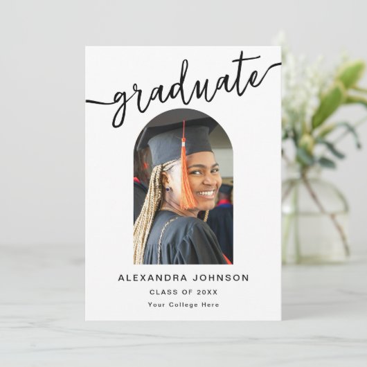 Modern Arch Photo Afstuderen Aankondiging (Staand voorkant)