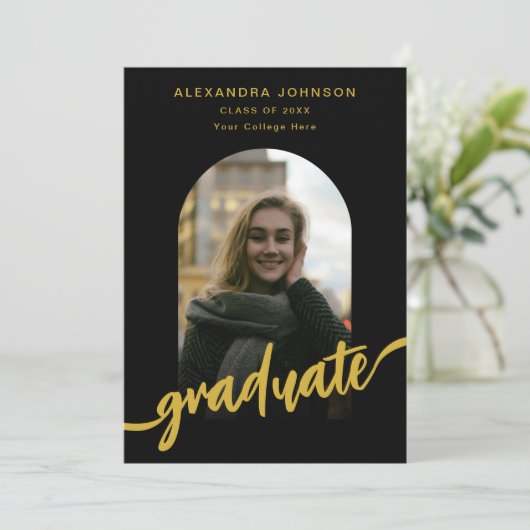 Modern Arch Photo Afstuderen Aankondiging (Staand voorkant)