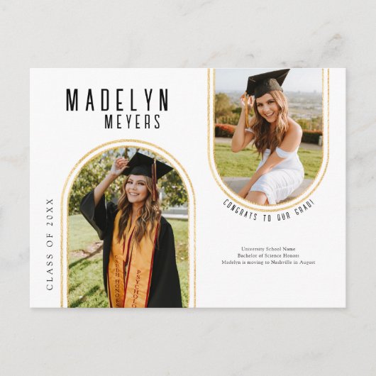 Modern Arch Photo Afstuderen Briefkaart (Voorkant)