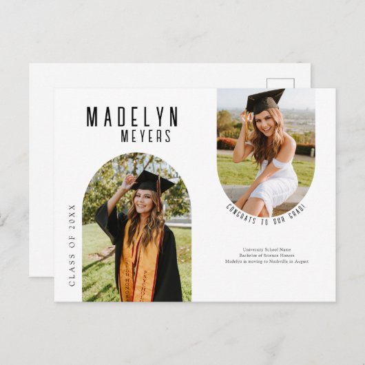 Modern Arch Photo Afstuderen Briefkaart (Voorkant / Achterkant)