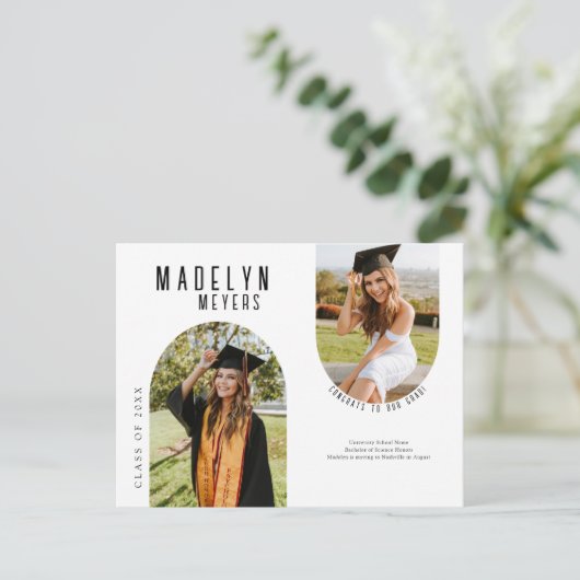 Modern Arch Photo Afstuderen Briefkaart (Staand voorkant)