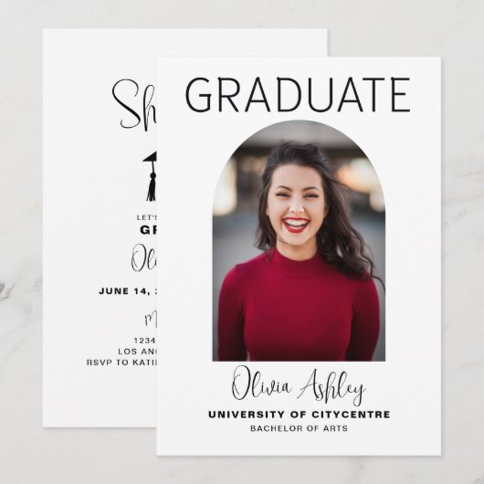 Modern Arch Photo Afstuderen Kaart (Voorkant / Achterkant)