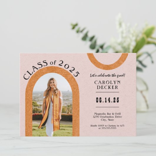 Modern Arch Photo Afstuderen Kaart (Staand voorkant)