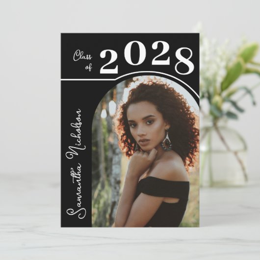 Modern Arch Photo Afstuderen Zwart Kaart (Staand voorkant)