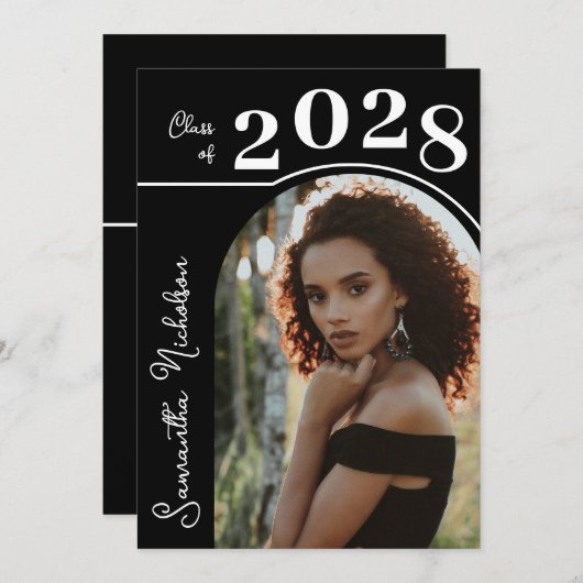 Modern Arch Photo Afstuderen Zwart Kaart (Voorkant / Achterkant)