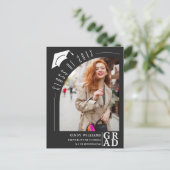 Modern Arch Photo Black Afstuderen Aankondiging Briefkaart (Staand voorkant)