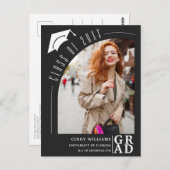 Modern Arch Photo Black Afstuderen Aankondiging Briefkaart (Voorkant / Achterkant)