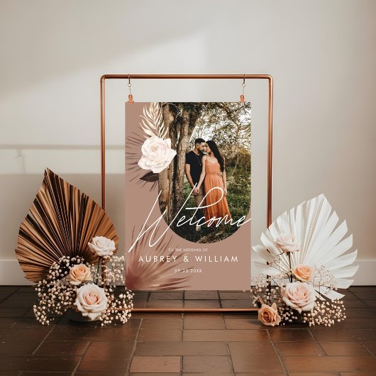 Modern Arch Photo Boho Watercolor Florals Wedding Acryl Bord