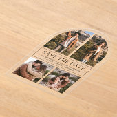 Modern Arch Photo Collage Wedding Save the Date Acryl Uitnodigingen (Laagn)