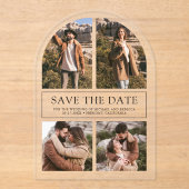 Modern Arch Photo Collage Wedding Save the Date Acryl Uitnodigingen (Voorkant)