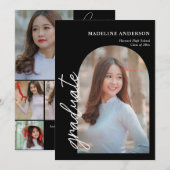 Modern Arch Photo Collage Zwart Afstuderen Kaart (Voorkant / Achterkant)